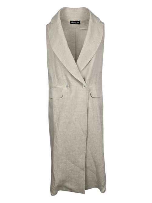 gilet lungo donna in lino sabbia con punto luce Good match | AV0551U03
